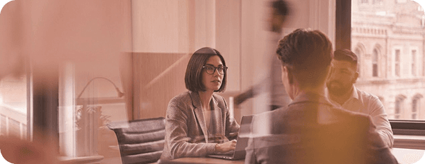 Team collaborating in a modern office